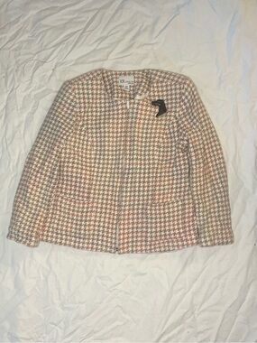 Kensie Pink Houndstooth Collarless Blazer Size 10P